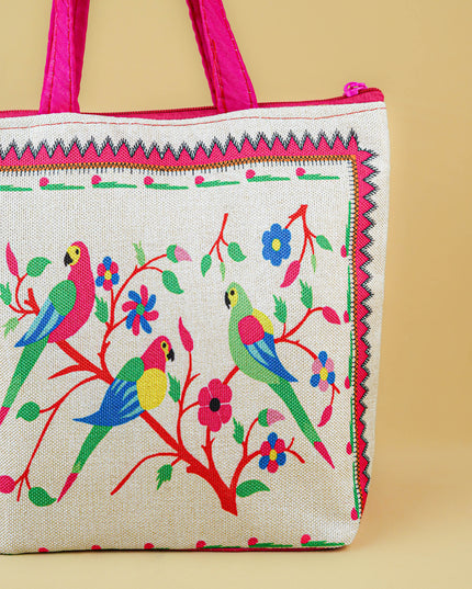 Handbag with Parrot Design - 9 inch - WBG1996