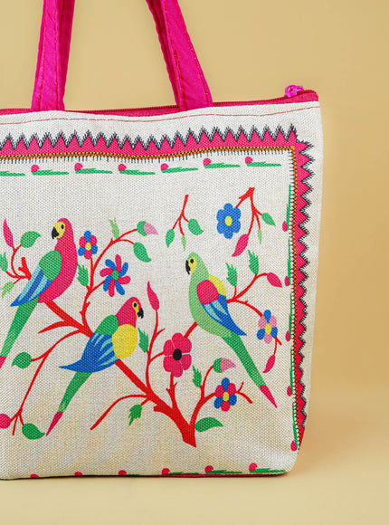 Handbag with Parrot Design - 9 inch - WBG1996