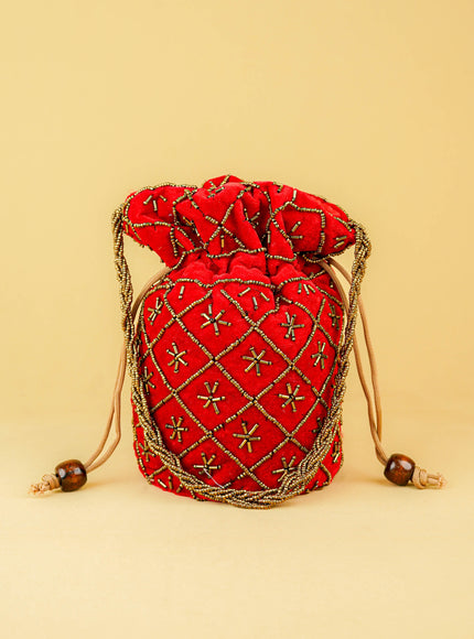 Potli Bag with Chamki Work - 8 inch - WBG2008