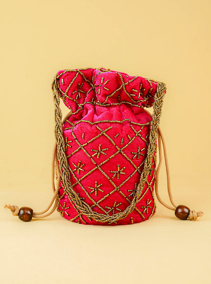 Potli Bag with Chamki Work - 8 inch - WBG2008
