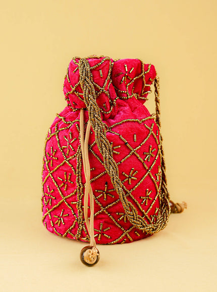 Potli Bag with Chamki Work - 8 inch - WBG2008