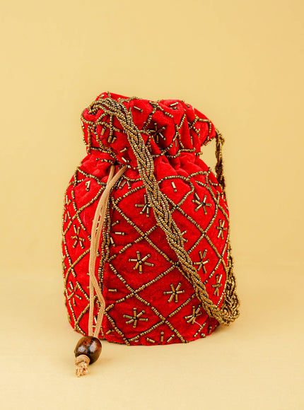Potli Bag with Chamki Work - 8 inch - WBG2008