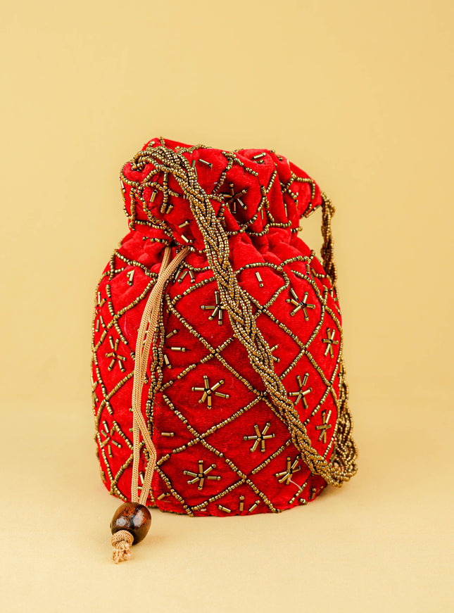 Potli Bag with Chamki Work - 8 inch - WBG2008