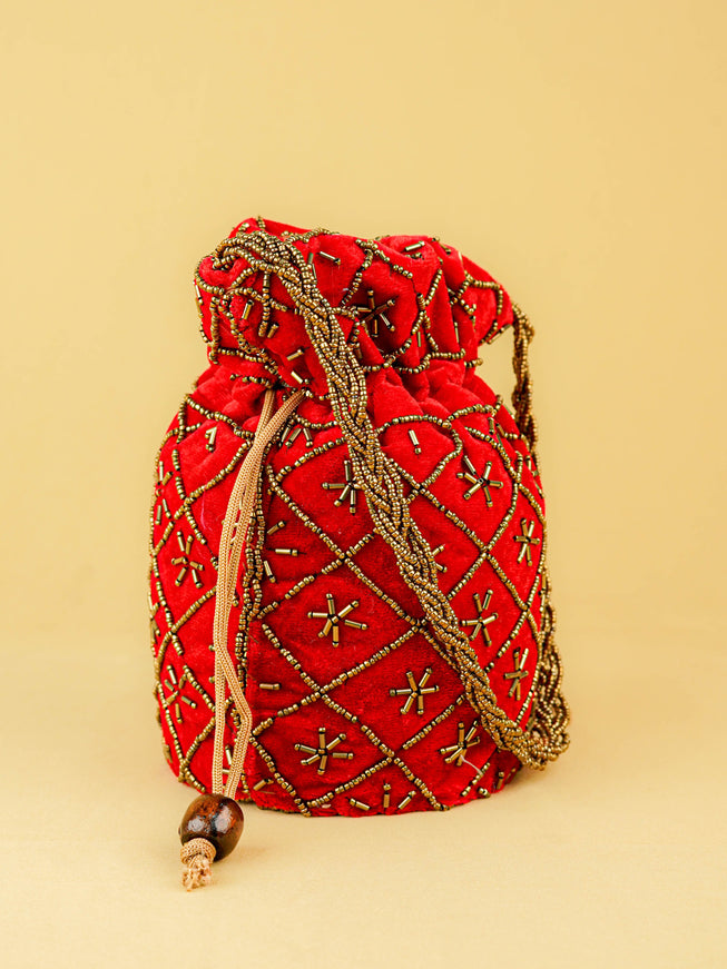 Potli Bag with Chamki Work - 8 inch - WBG2008