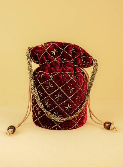 Potli Bag with Chamki Work - 8 inch - WBG2008