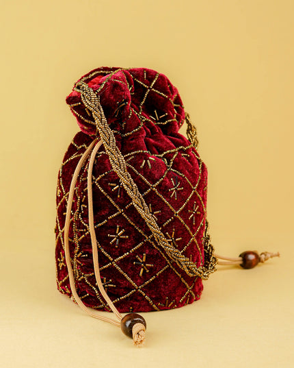 Potli Bag with Chamki Work - 8 inch - WBG2008