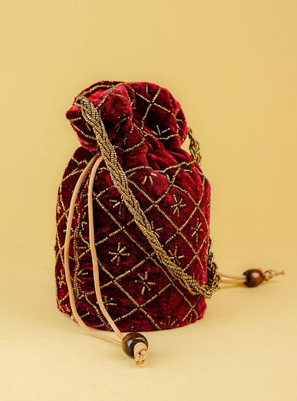 Potli Bag with Chamki Work - 8 inch - WBG2008