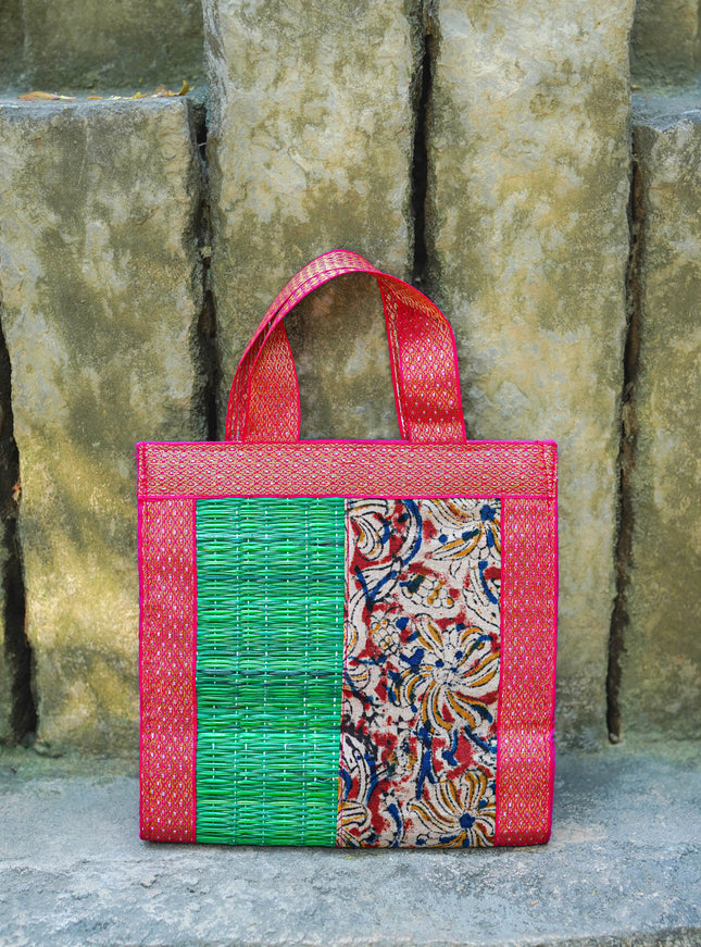 Kalamkari Korai Handbag - 8X8 inch - WBG2021