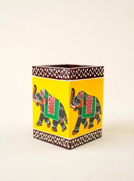 Wooden Handpainted Elephant Pen Stand - WBG2047