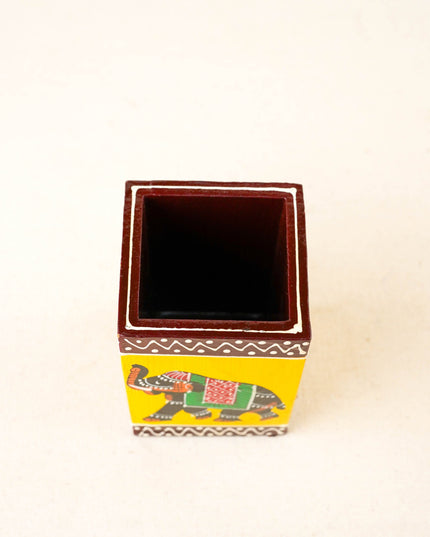 Wooden Handpainted Elephant Pen Stand - WBG2047