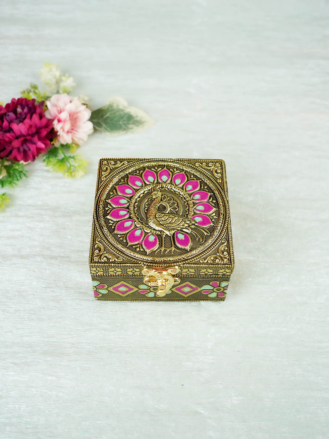 Jewel Box with Peacock Design - 4 inch - WBG2055