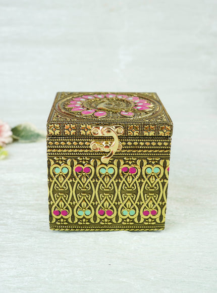 Oxidized Peacock Design - Dry Fruit Box with Jar - 4 inch - WBG2056