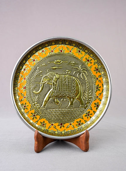 Meenakari Plate - Elephant Design - 8 inch - WBG2059-2