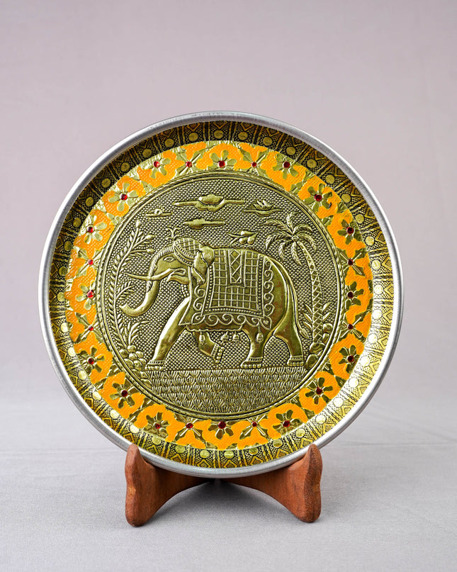 Meenakari Plate - Elephant Design - 8 inch - WBG2059-2