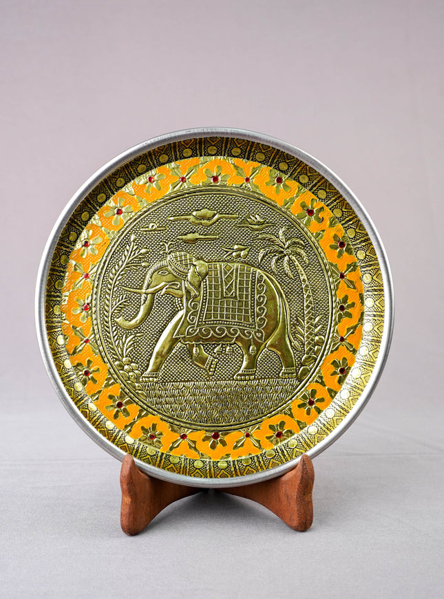 Meenakari Plate - Elephant Design - 8 inch - WBG2059-2