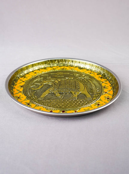 Meenakari Plate - Elephant Design - 8 inch - WBG2059-2