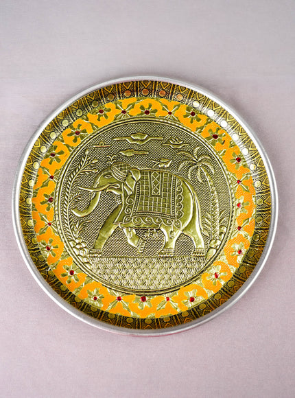 Meenakari Plate - Elephant Design - 8 inch - WBG2059-2