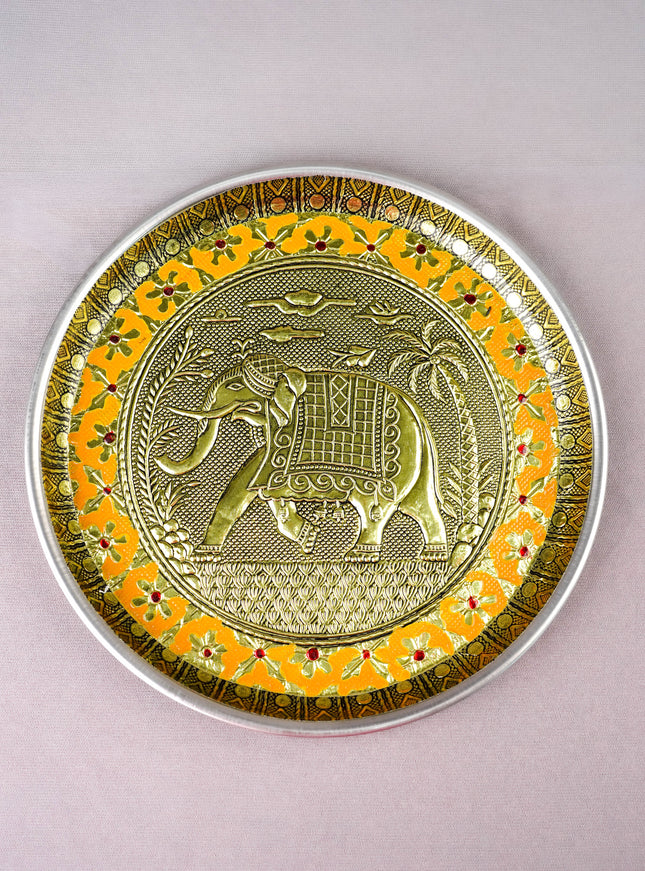 Meenakari Plate - Elephant Design - 8 inch - WBG2059-2