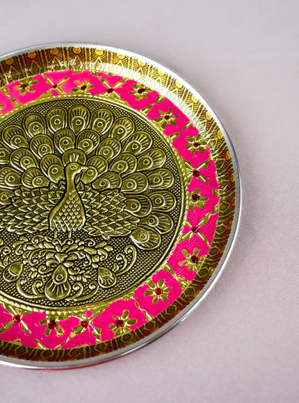 Meenakari Plate - Peacock Design - 8 inch - WBG2059-3
