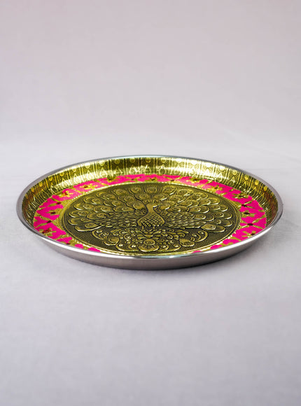 Meenakari Plate - Peacock Design - 8 inch - WBG2059-3