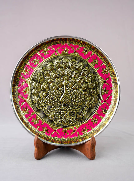 Meenakari Plate - Peacock Design - 8 inch - WBG2059-3
