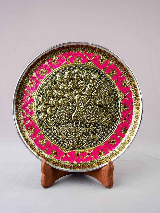 Meenakari Plate - Peacock Design - 8 inch - WBG2059-3