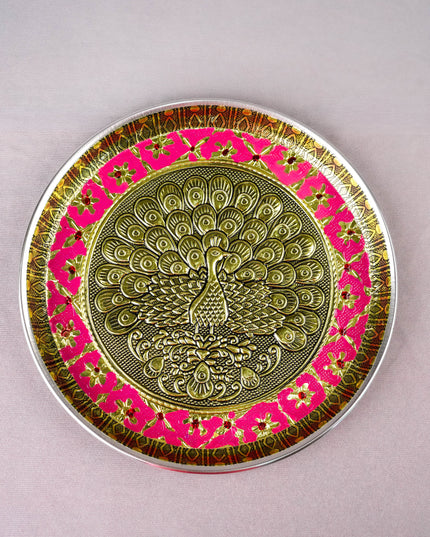 Meenakari Plate - Peacock Design - 8 inch - WBG2059-3