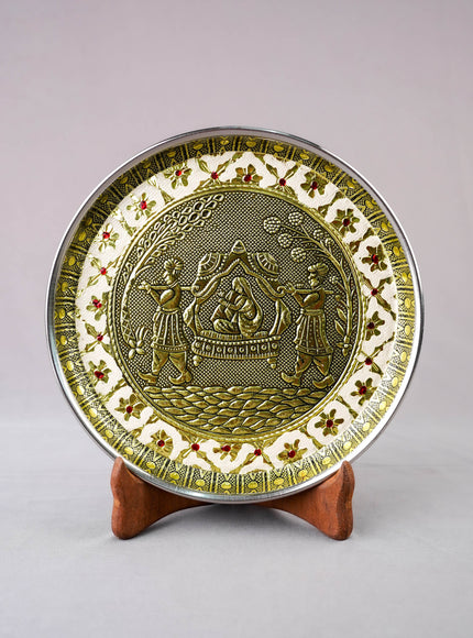 Meenakari Plate - Dholi Design - 8 inch - WBG2059-4