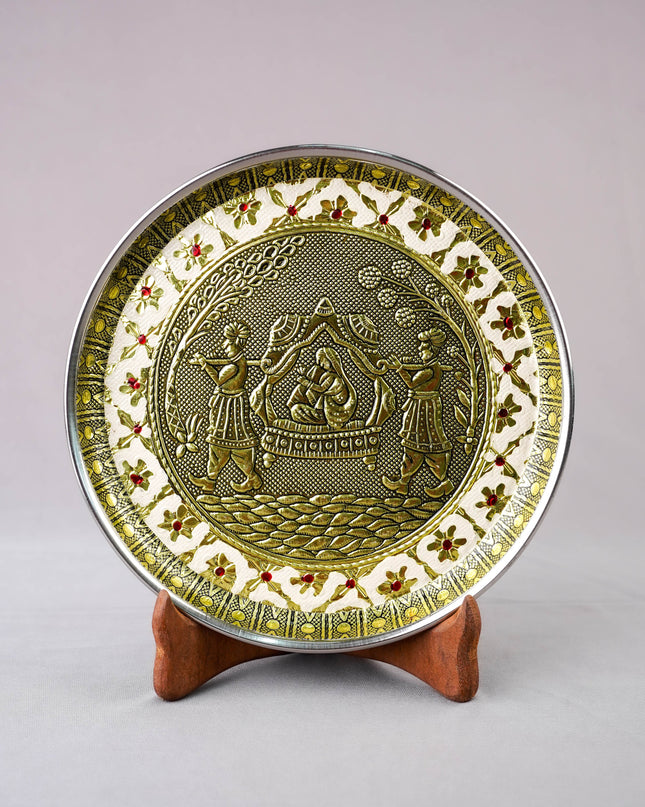 Meenakari Plate - Dholi Design - 8 inch - WBG2059-4