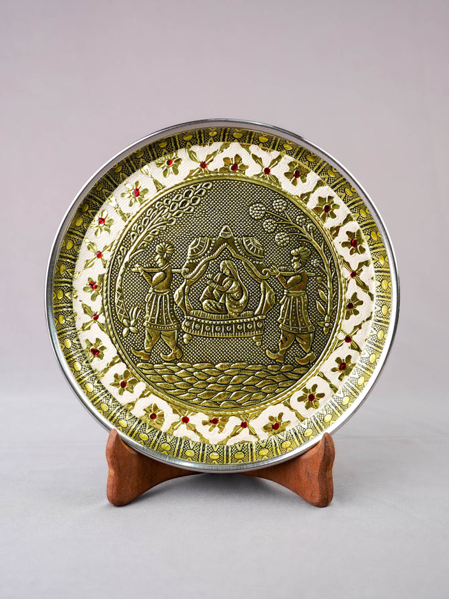 Meenakari Plate - Dholi Design - 8 inch - WBG2059-4