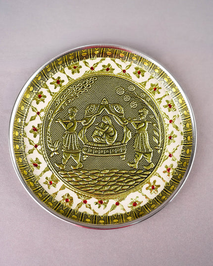 Meenakari Plate - Dholi Design - 8 inch - WBG2059-4