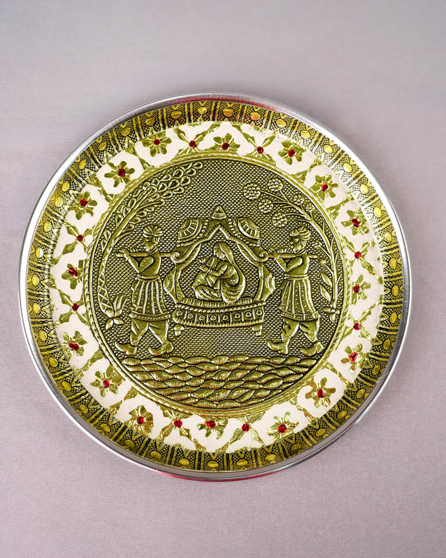 Meenakari Plate - Dholi Design - 8 inch - WBG2059-4