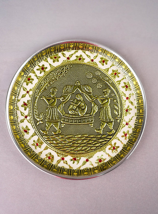 Meenakari Plate - Dholi Design - 8 inch - WBG2059-4