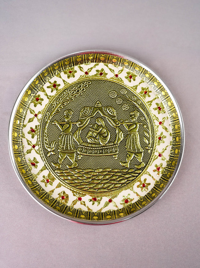 Meenakari Plate - Dholi Design - 8 inch - WBG2059-4