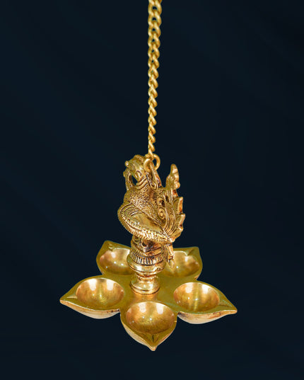 Brass Hanging Annapakshi Five-Face Diya - WL0057