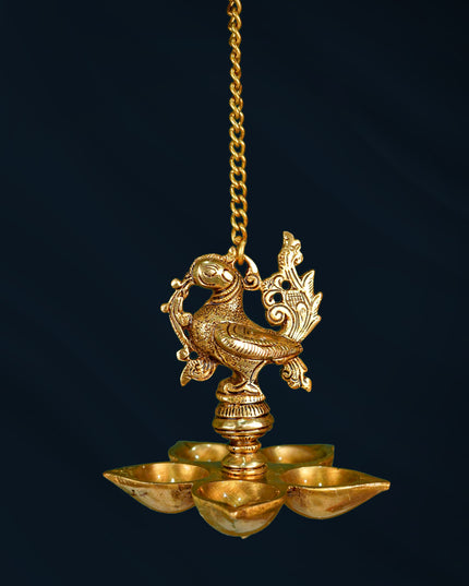 Brass Hanging Annapakshi Five-Face Diya - WL0057