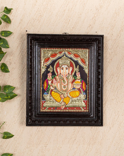 Tanjore Painting - Ganesha - Flat (Gold Foil) - 10x8 inch - WL2343