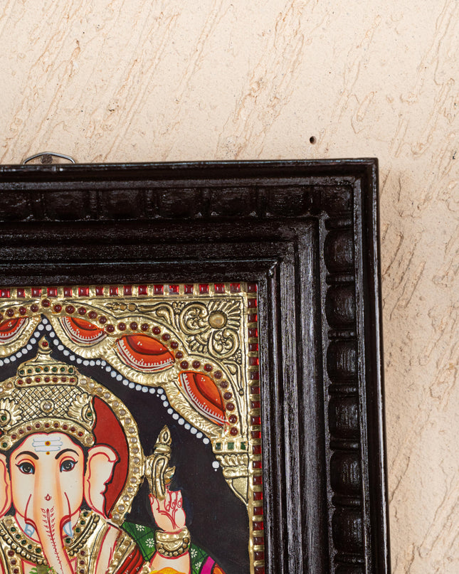 Tanjore Painting - Ganesha - Flat (Gold Foil) - 10x8 inch - WL2343