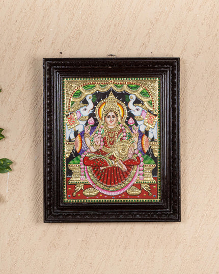 Tanjore Painting - Gajalakshmi - Flat (Gold Foil) - 15x12 inch - WL2452