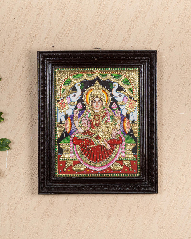 Tanjore Painting - Gajalakshmi - Flat (Gold Foil) - 15x12 inch - WL2452