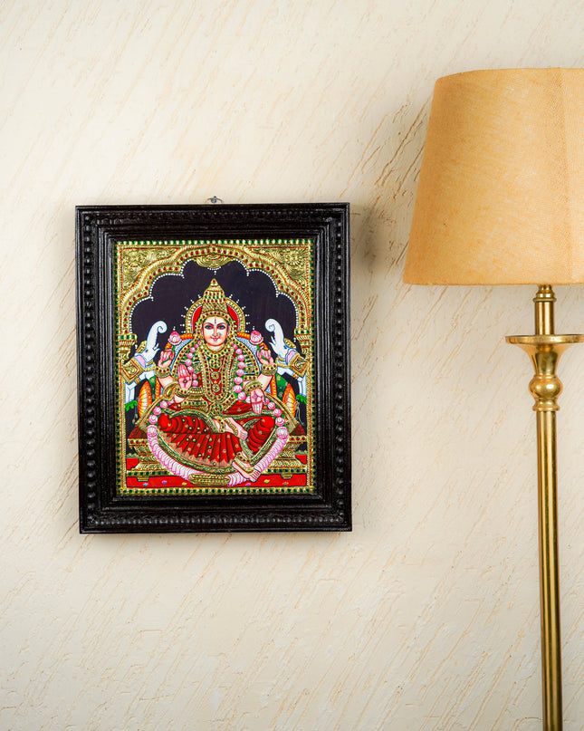 Tanjore Painting - Gajalakshmi - Flat (Gold Foil) - 15x12 inch - WL2452
