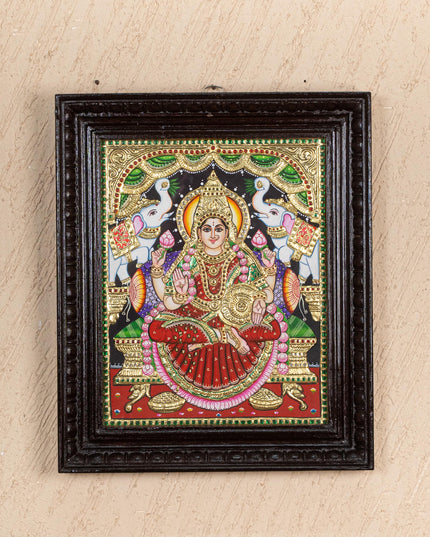 Tanjore Painting - Gajalakshmi - Flat (Gold Foil) - 15x12 inch - WL2452