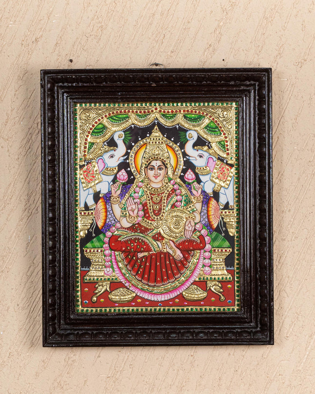 Tanjore Painting - Gajalakshmi - Flat (Gold Foil) - 15x12 inch - WL2452