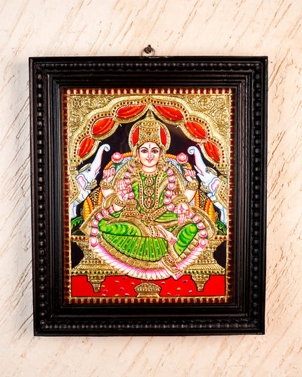Tanjore Painting - Gajalakshmi - Flat (Gold Foil) - 15x12 inch - WL2452