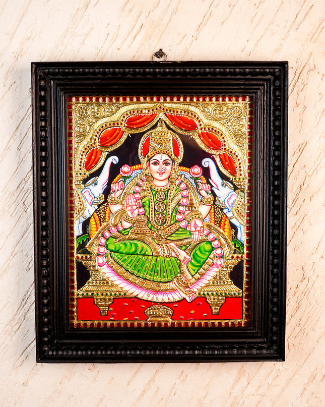Tanjore Painting - Gajalakshmi - Flat (Gold Foil) - 15x12 inch - WL2452