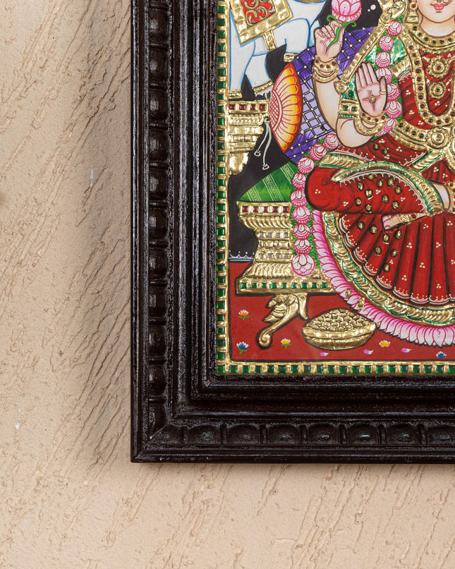 Tanjore Painting - Gajalakshmi - Flat (Gold Foil) - 15x12 inch - WL2452