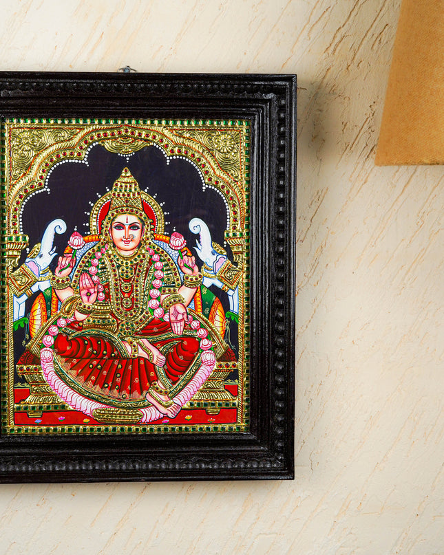 Tanjore Painting - Gajalakshmi - Flat (Gold Foil) - 15x12 inch - WL2452