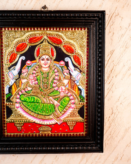 Tanjore Painting - Gajalakshmi - Flat (Gold Foil) - 15x12 inch - WL2452