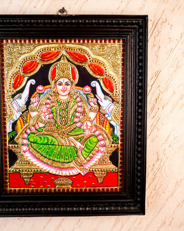Tanjore Painting - Gajalakshmi - Flat (Gold Foil) - 15x12 inch - WL2452
