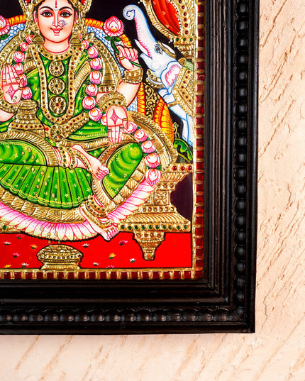 Tanjore Painting - Gajalakshmi - Flat (Gold Foil) - 15x12 inch - WL2452